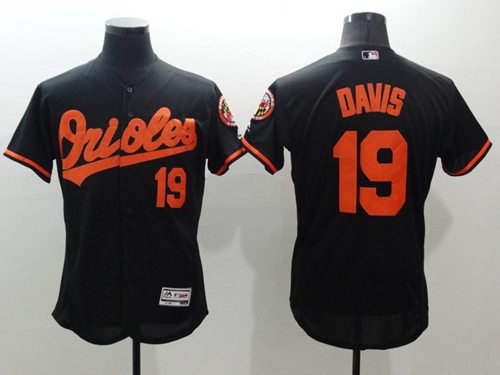 Orioles #19 Chris Davis Black Flexbase Authentic Collection Stitched MLB Jersey - Click Image to Close